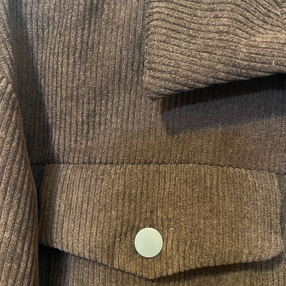 SHEIN Brown Corduroy Button-Up Crop Jacket - Picture 5 of 6